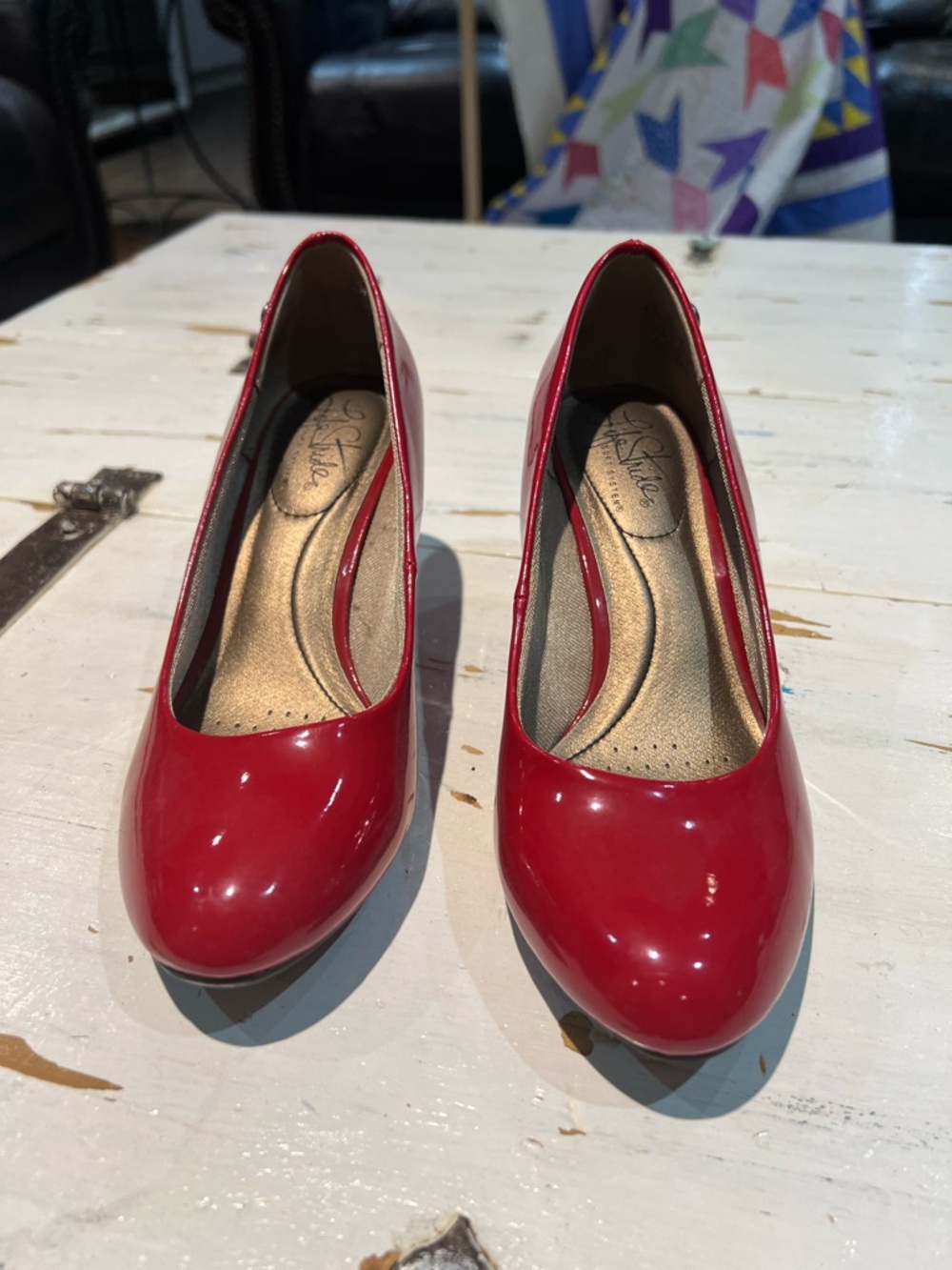 Life Stride Red Patent Pumps - Women's Classic Court Heels